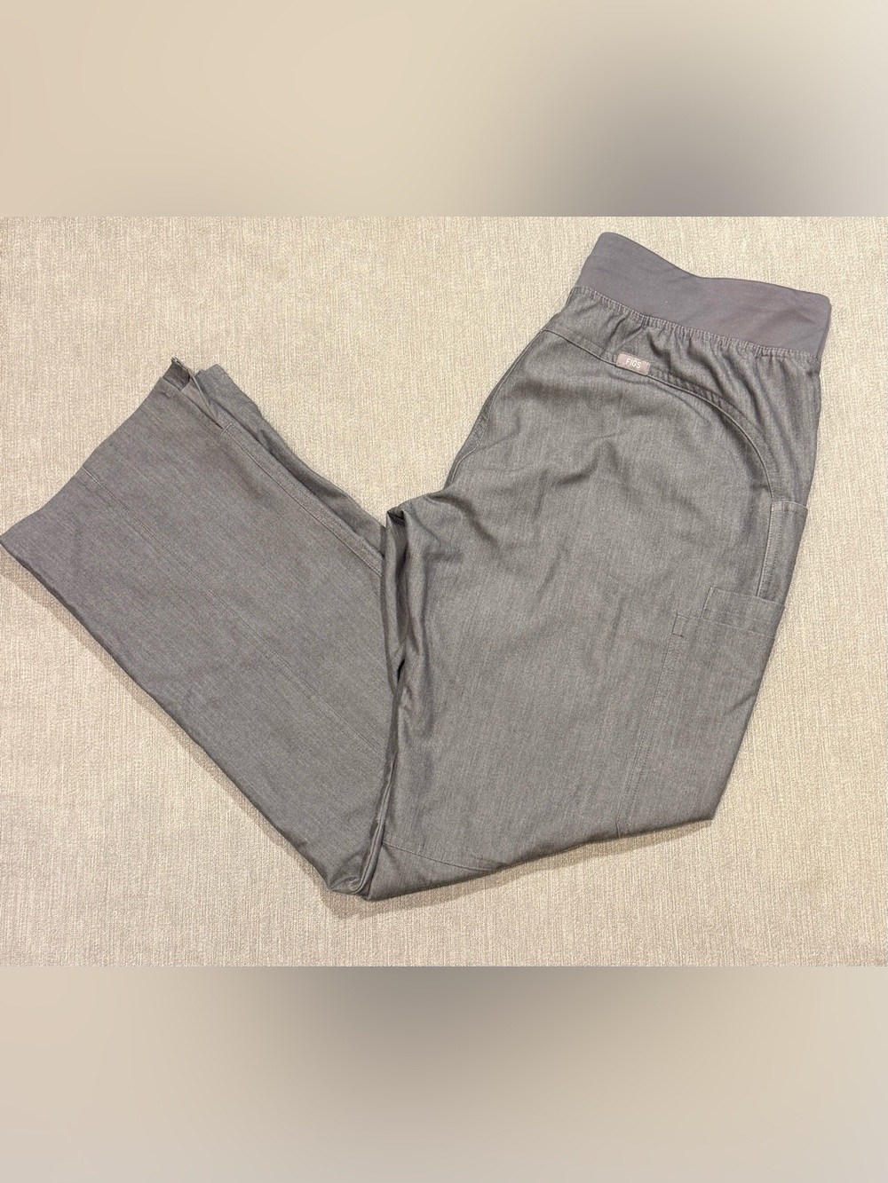 Figs Kade Cargo Gray Scrub Pants with Elastic Waistband